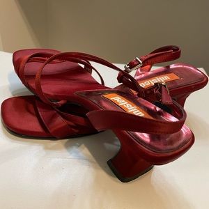 90’s red chunky heel sandals